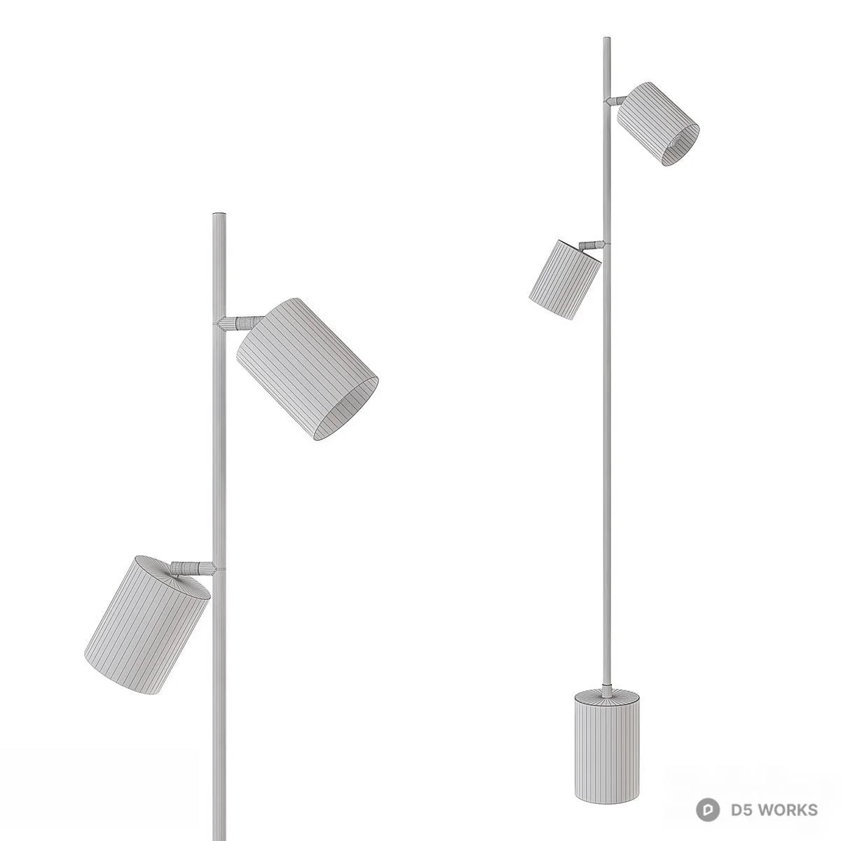 Brass Adjustable Floor Lamp 3d model thumbnail 2