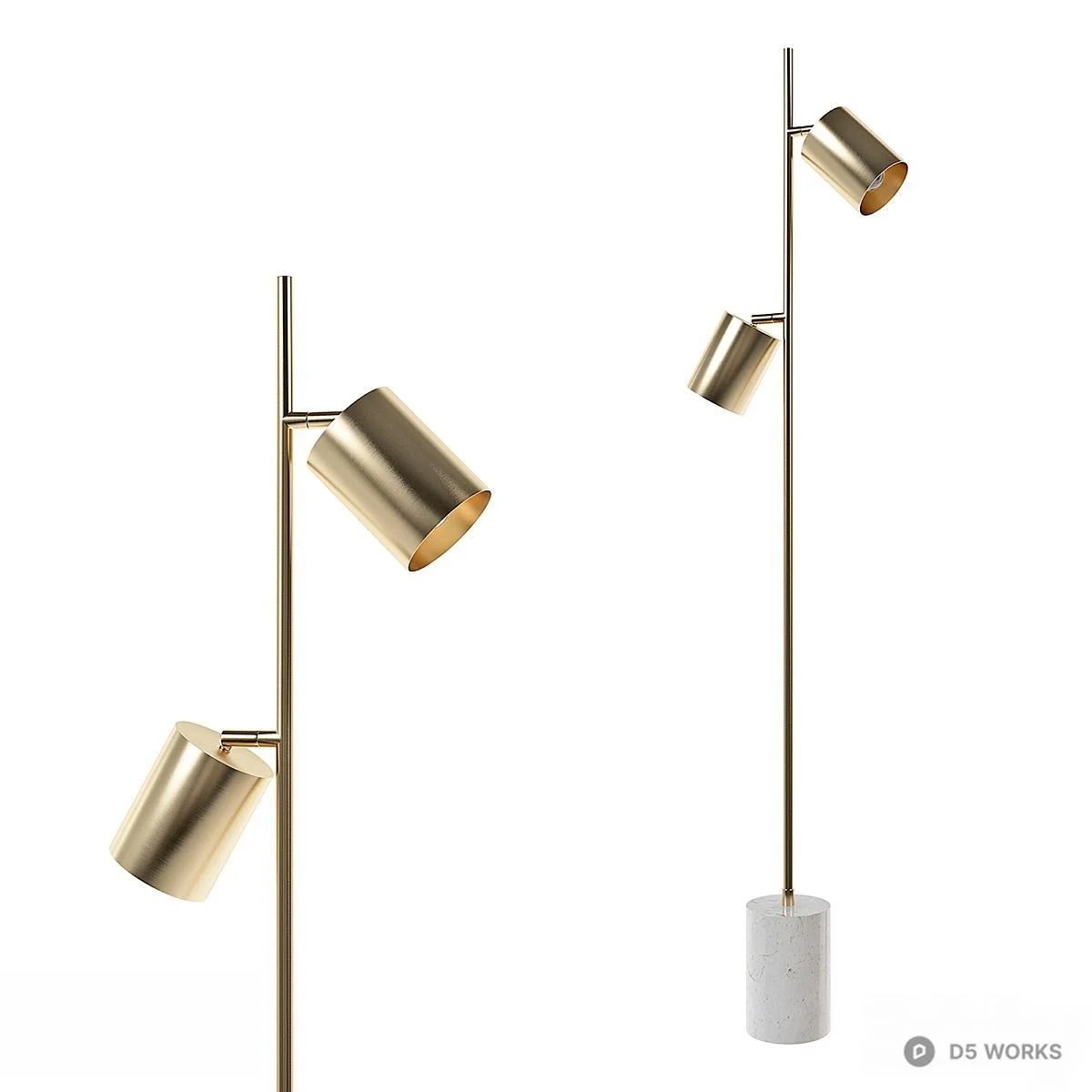Brass Adjustable Floor Lamp 3d model - Image 1