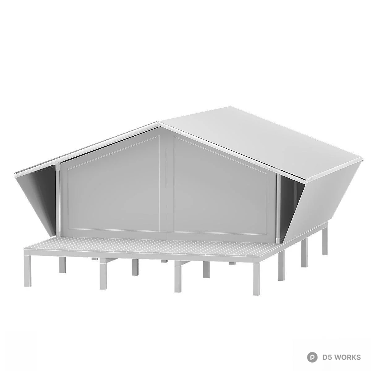 Modern Wooden Cabin 3d model thumbnail 4
