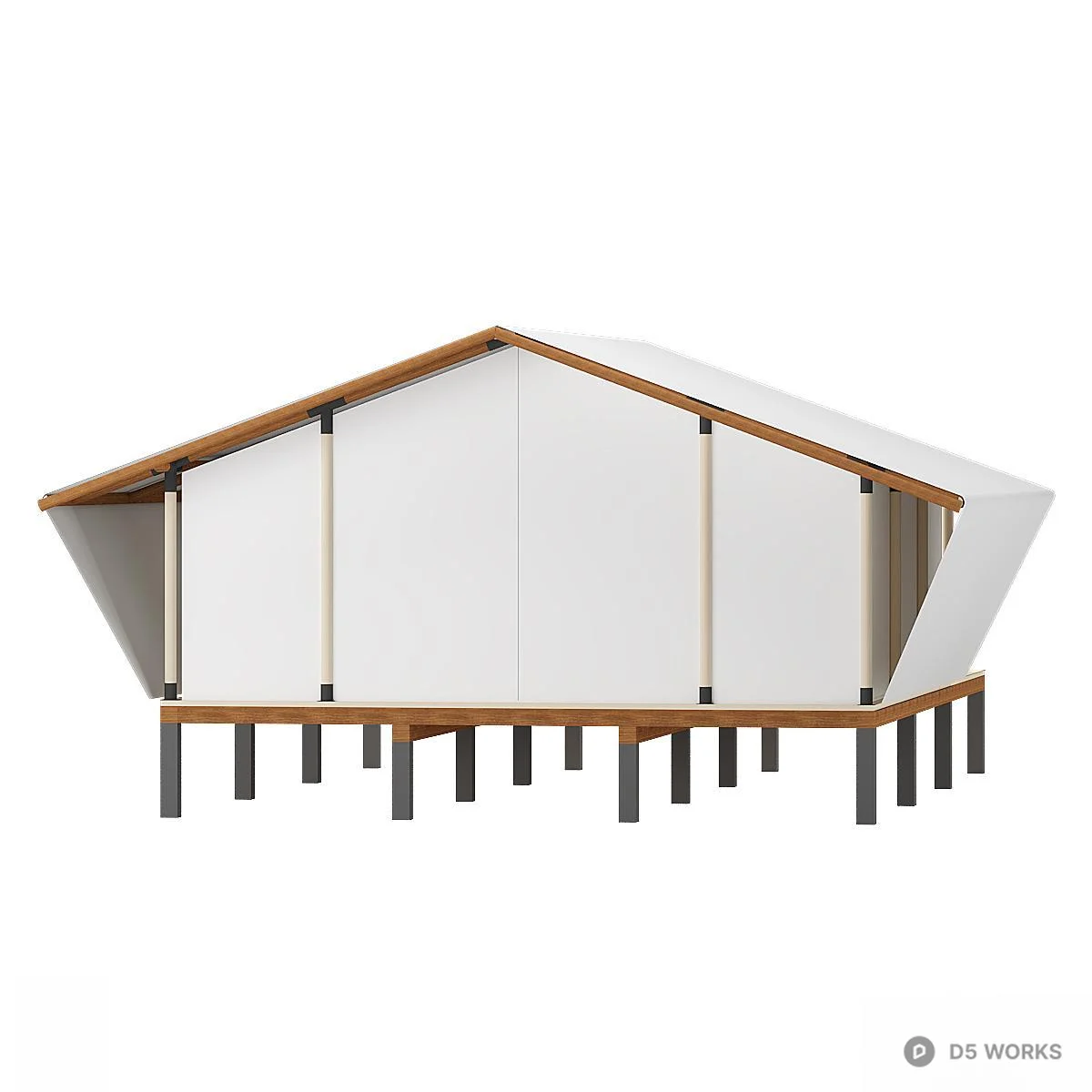 Modern Wooden Cabin 3d model thumbnail 3