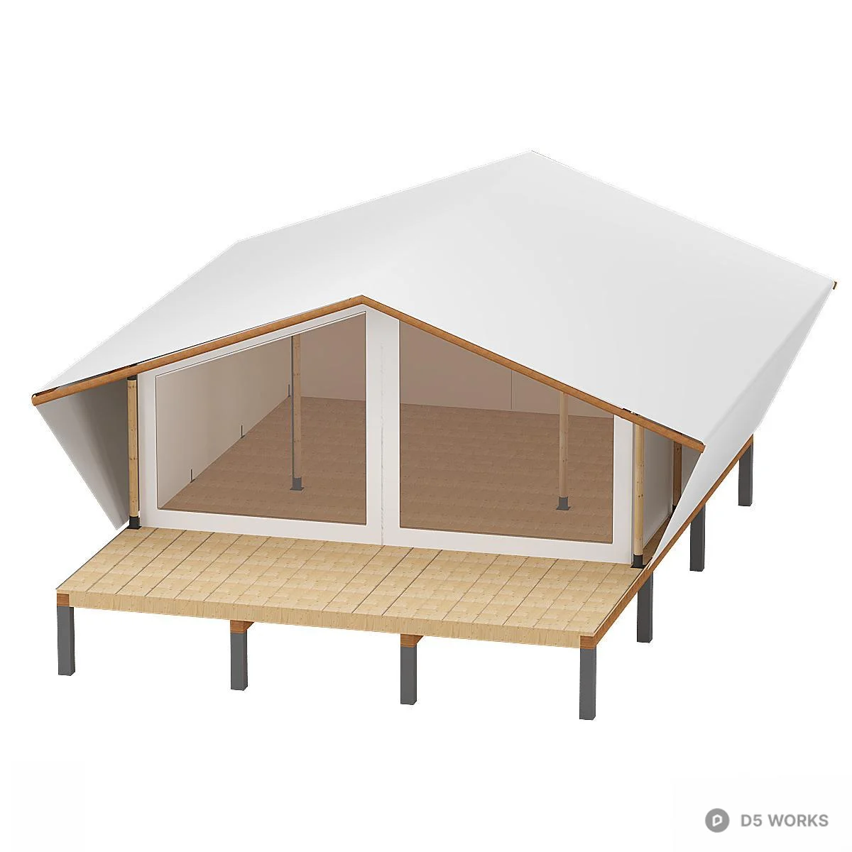 Modern Wooden Cabin 3d model thumbnail 2