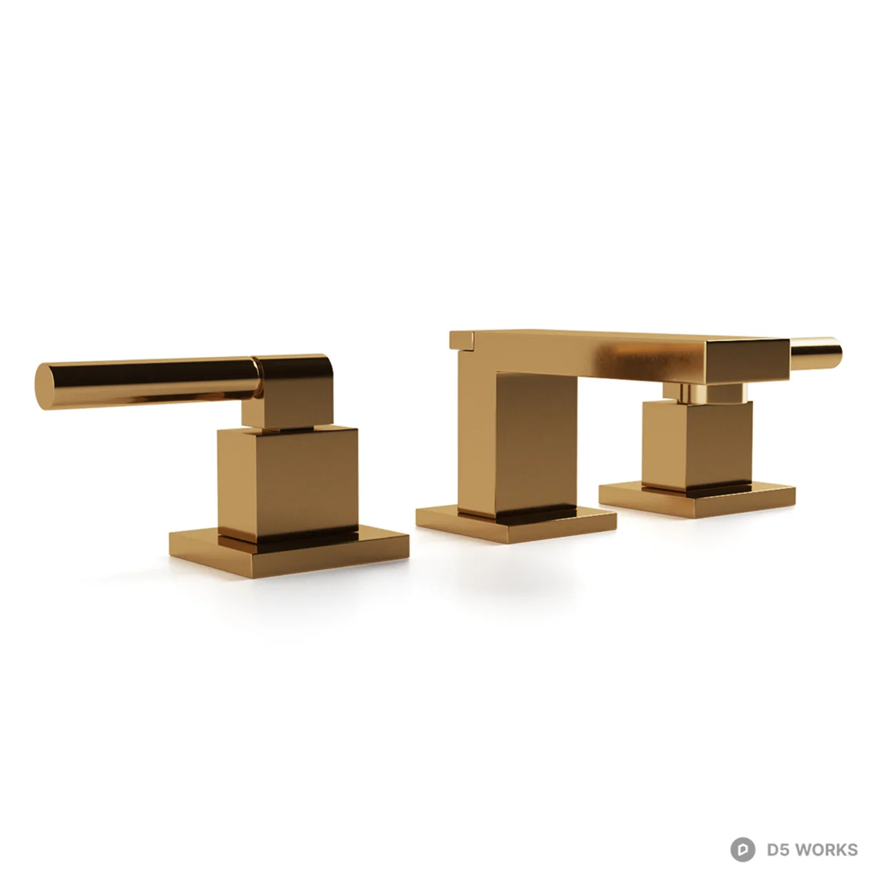 Modern Gold Faucet Set 3d model thumbnail 2