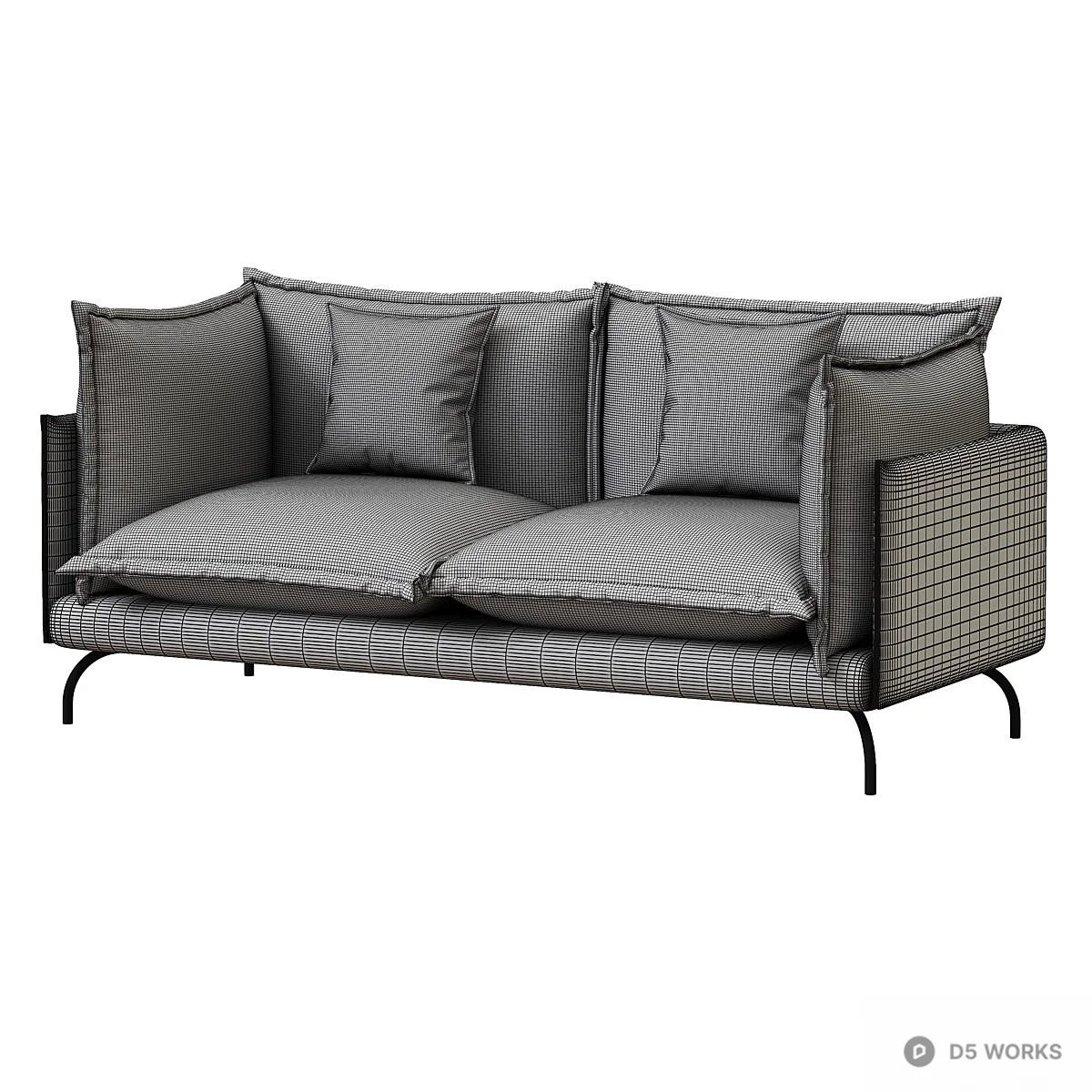 Velvet Three Seater Sofa With Minimalist Legs 3d model thumbnail 2