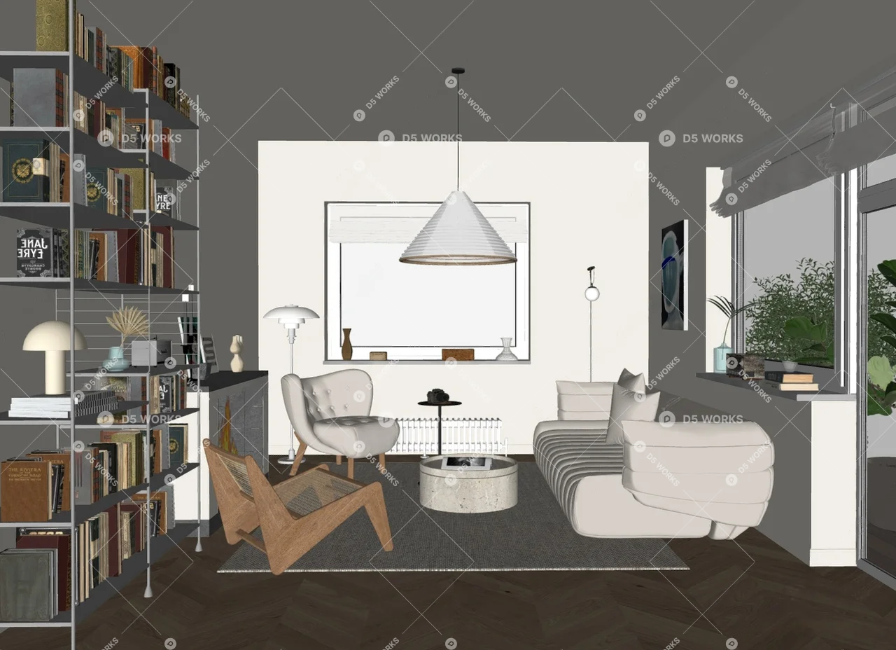Modern Home Living Room 3d model thumbnail 2