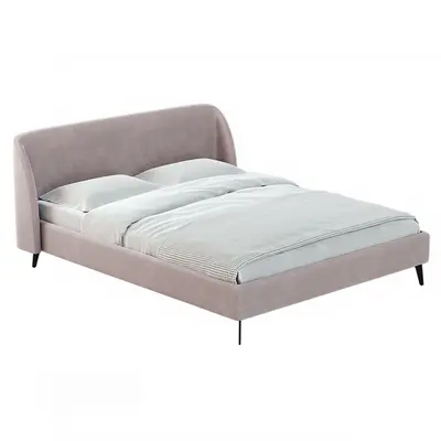 Velvet Upholstered Double Bed 3d model