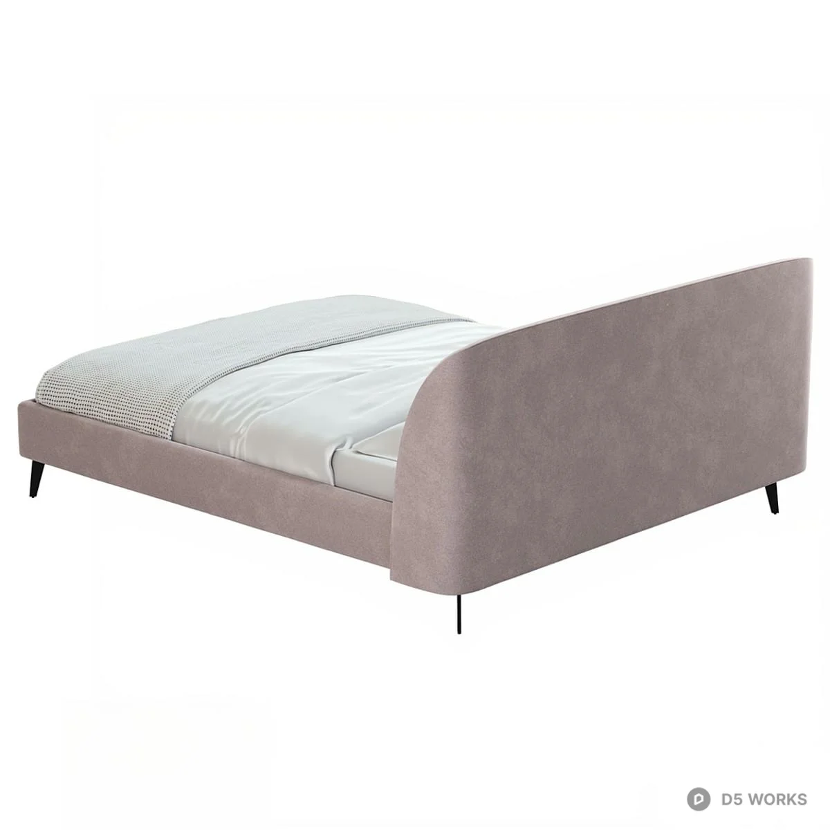 Velvet Upholstered Double Bed 3d model thumbnail 2