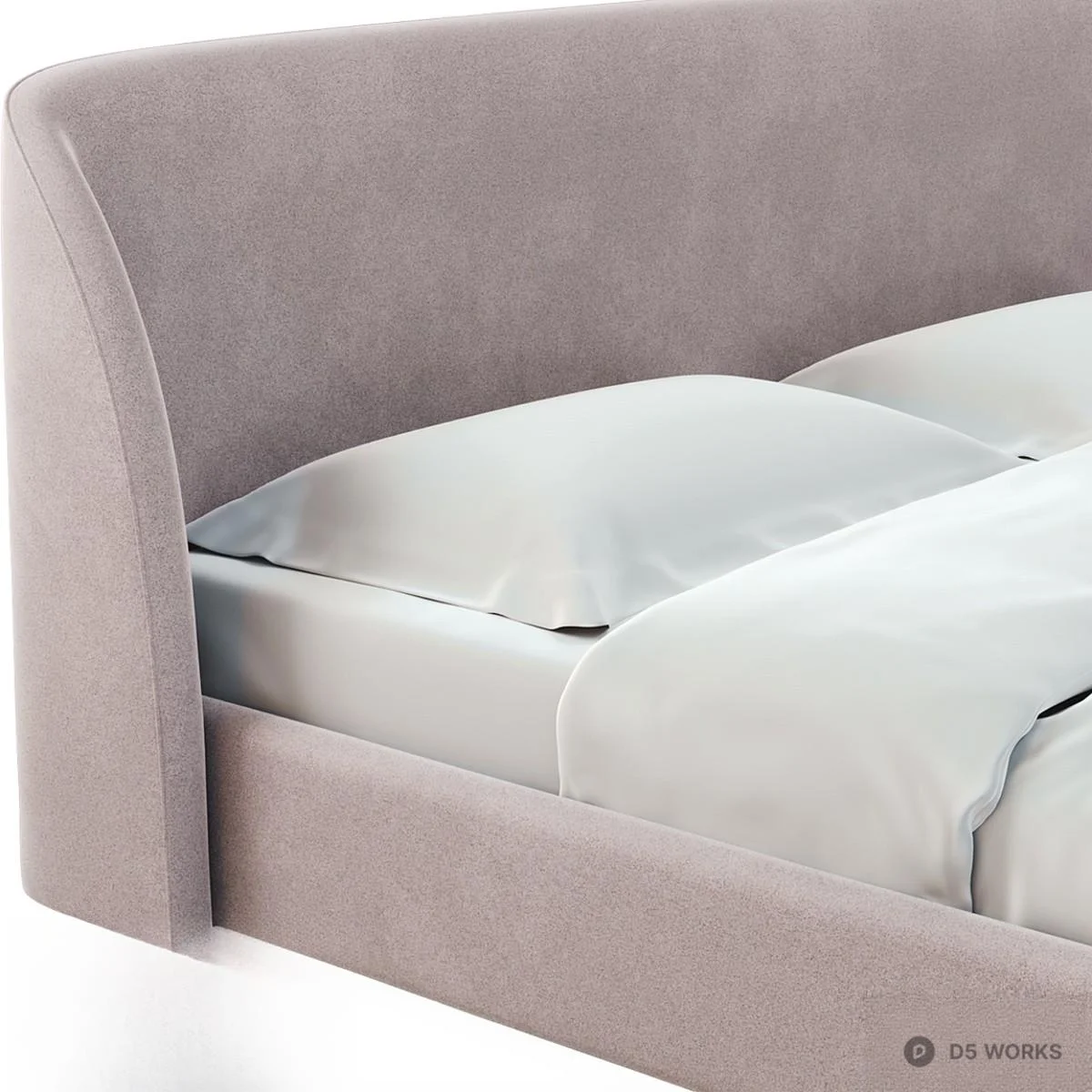Velvet Upholstered Double Bed 3d model thumbnail 5