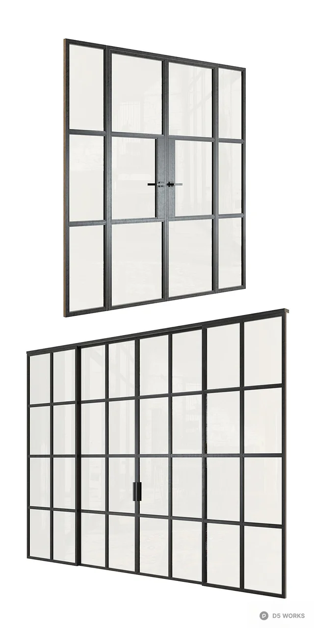 Industrial Grid Double Door 3d model thumbnail 2