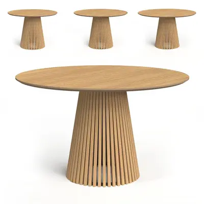 Slatted Base Wooden Dining Table 3d model
