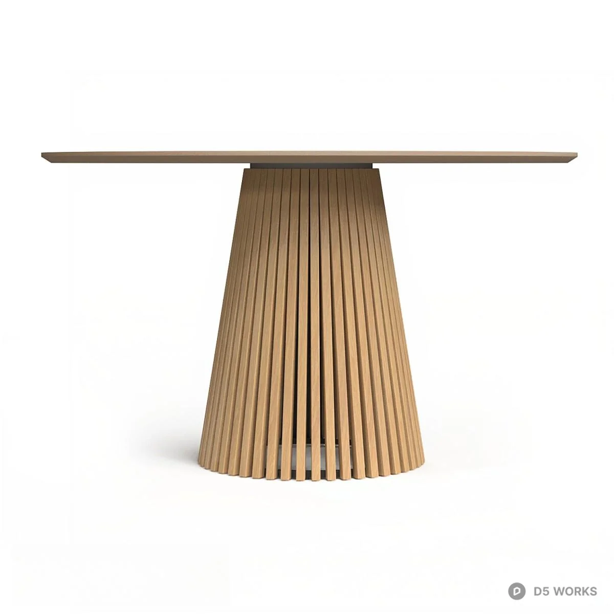 Slatted Base Wooden Dining Table 3d model thumbnail 5