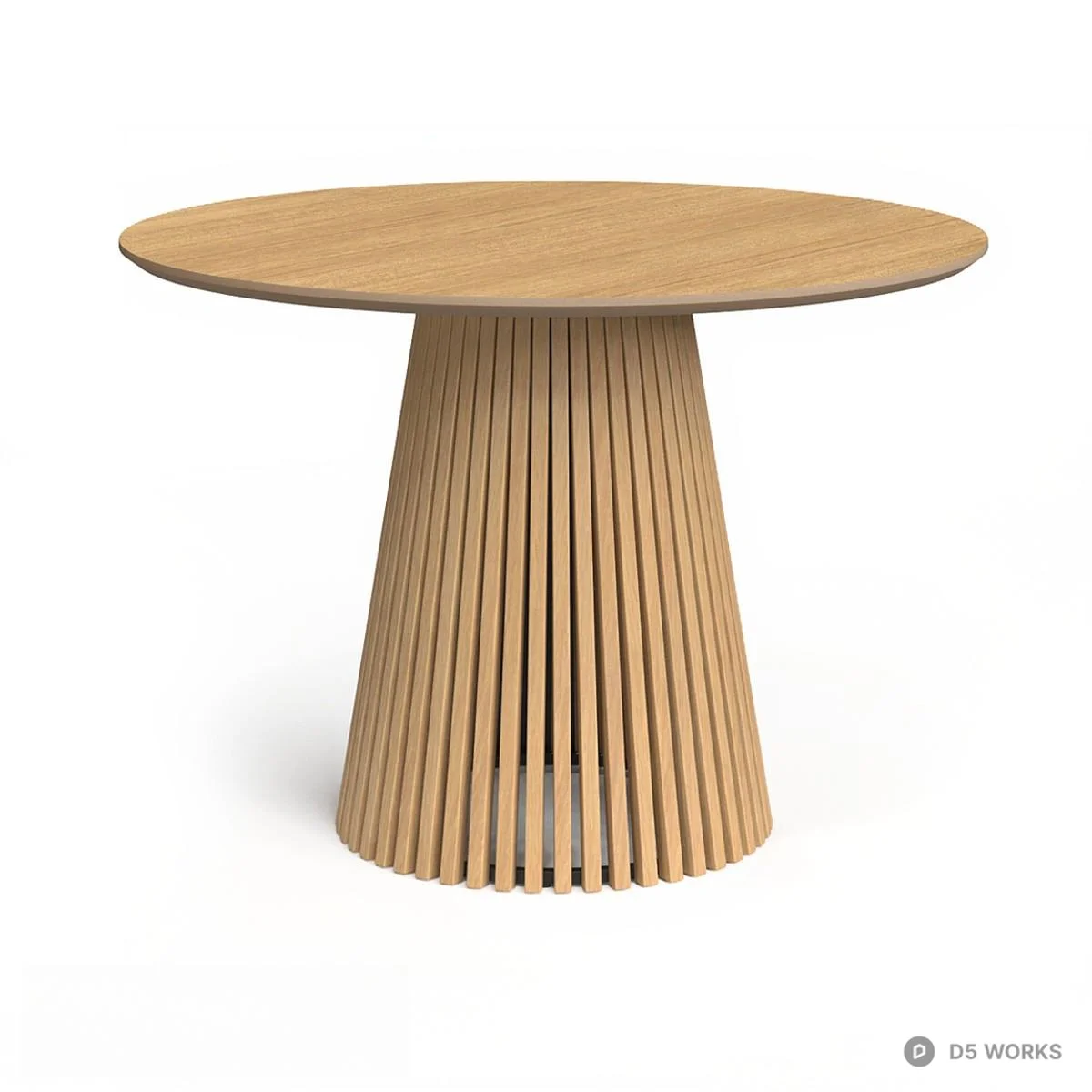 Slatted Base Wooden Dining Table 3d model thumbnail 4