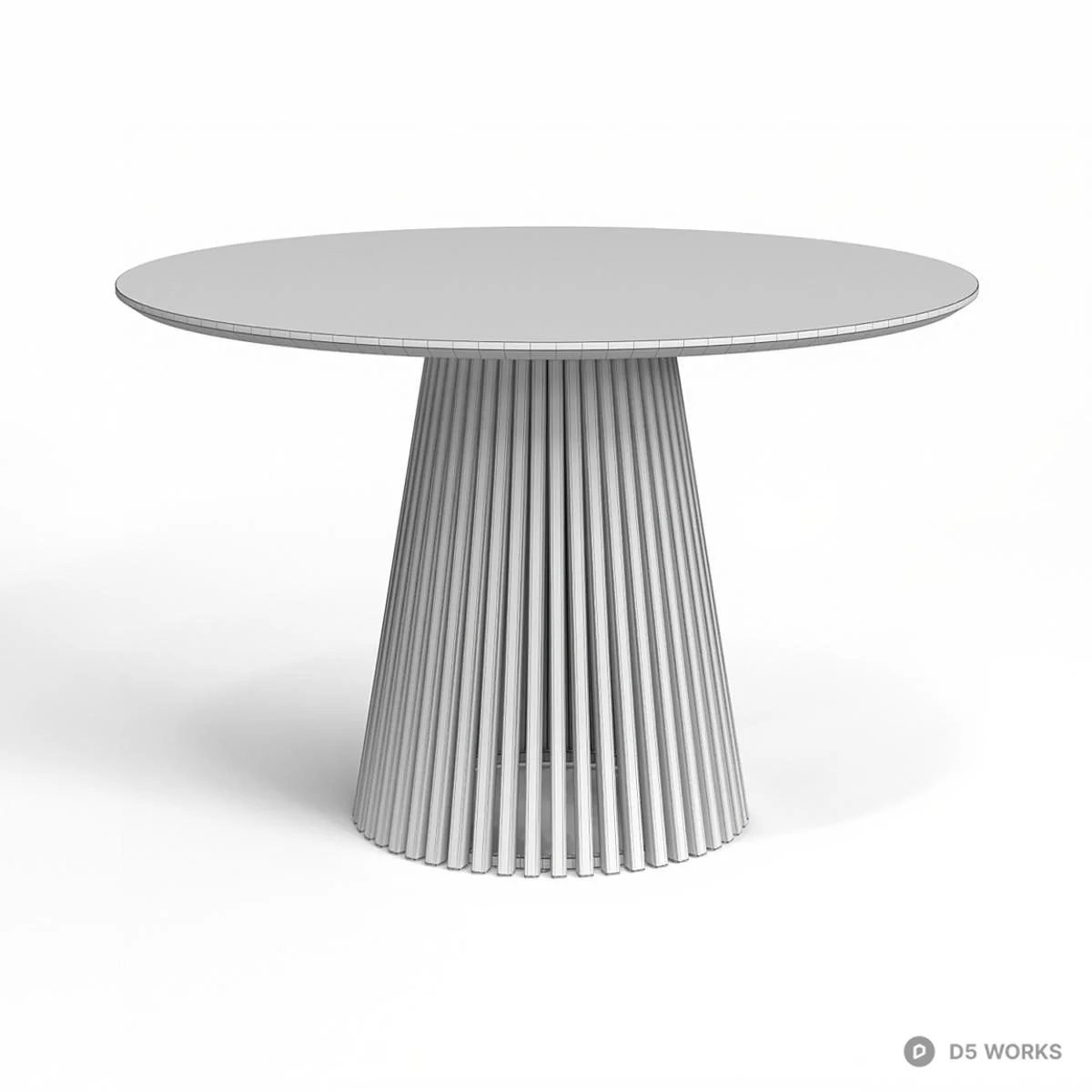 Slatted Base Wooden Dining Table 3d model thumbnail 6