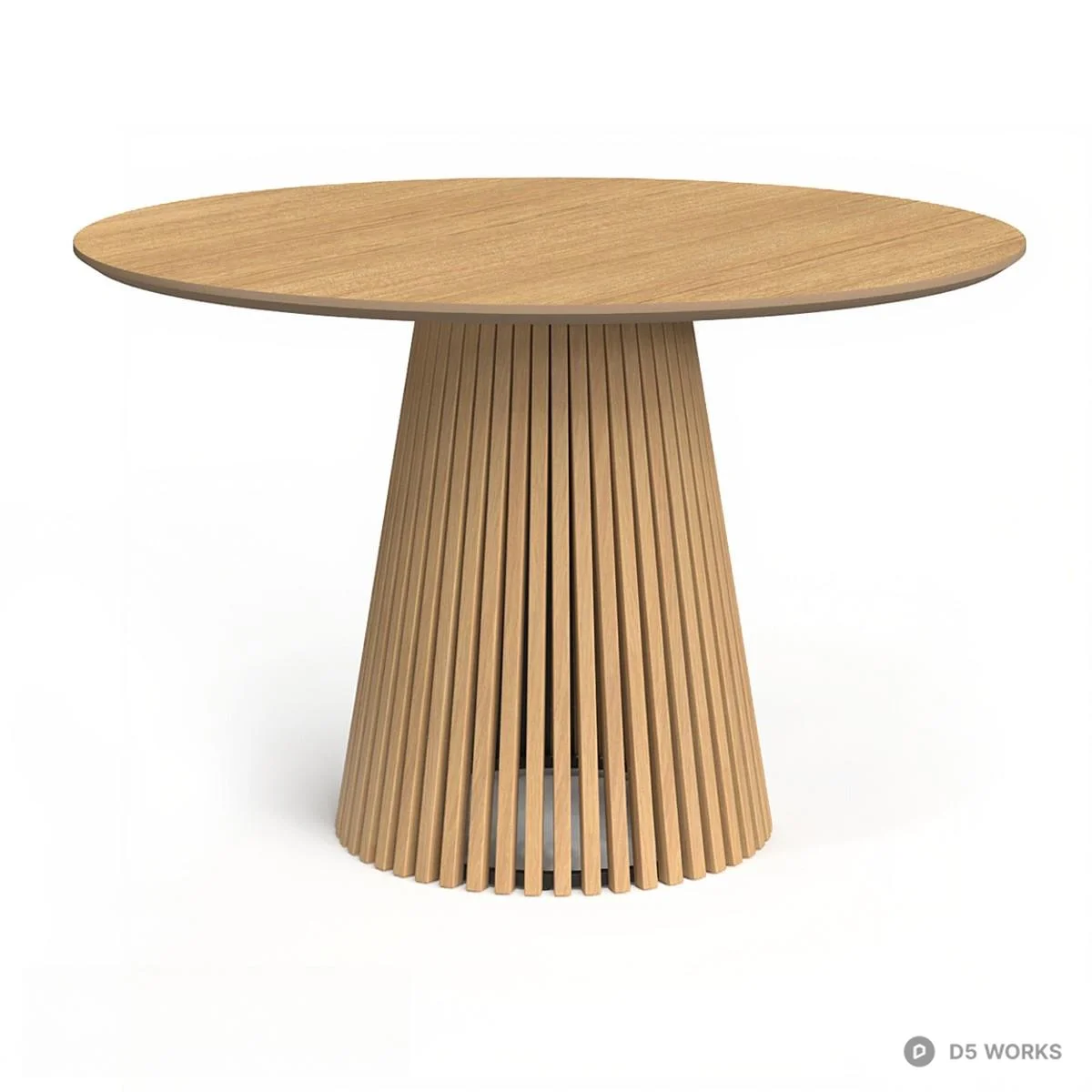 Slatted Base Wooden Dining Table 3d model thumbnail 3