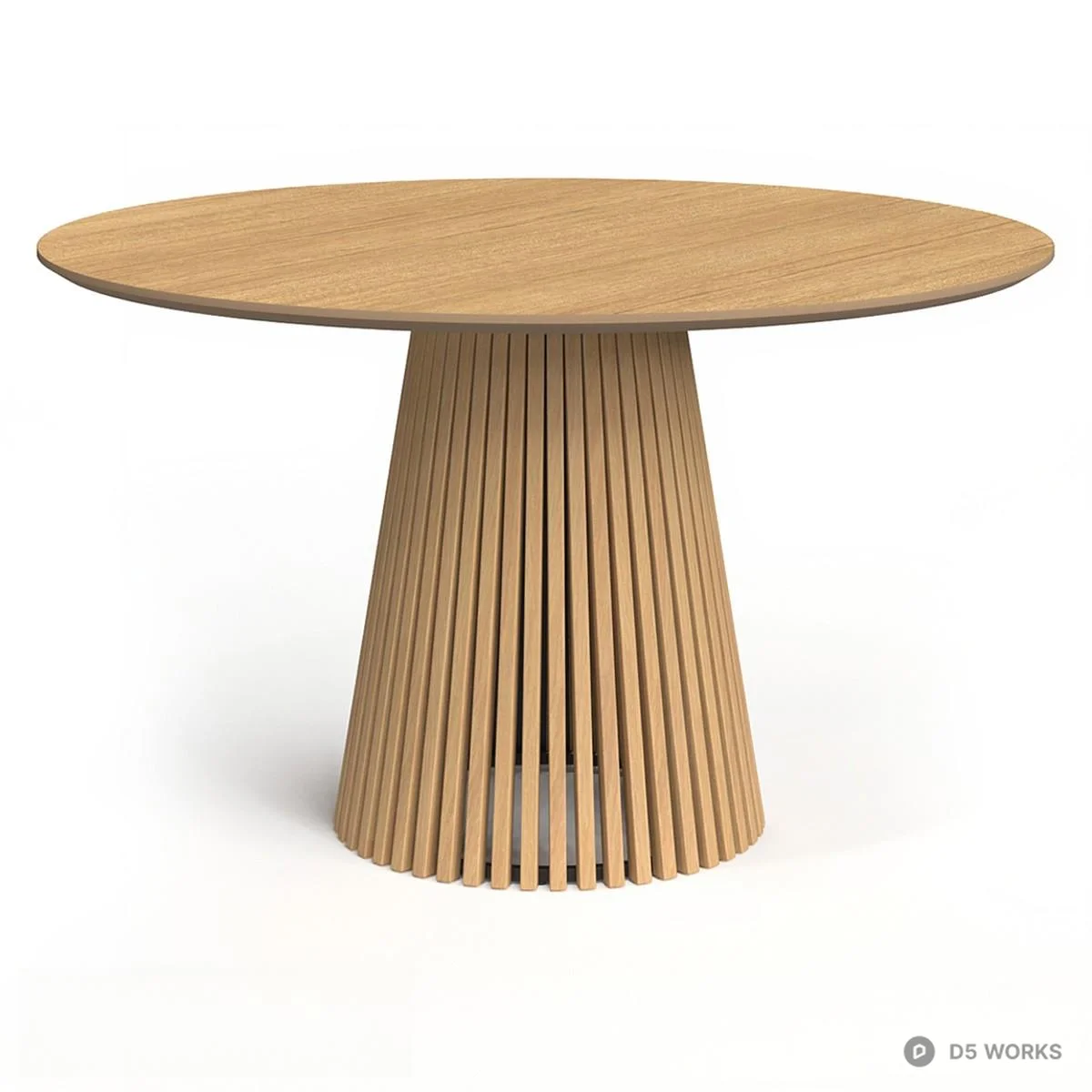 Slatted Base Wooden Dining Table 3d model thumbnail 2