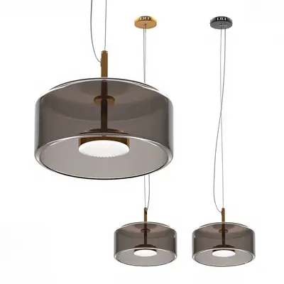 Smoked Glass Drum Pendant Light 3d model