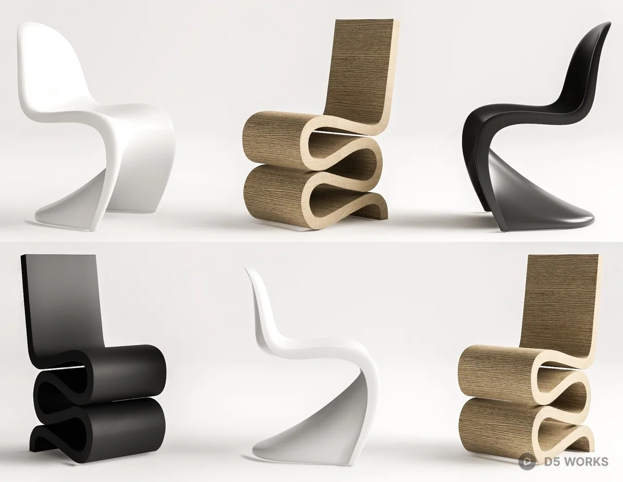Sculptural Bent Plywood Lounge Chair 3d model - Image 1