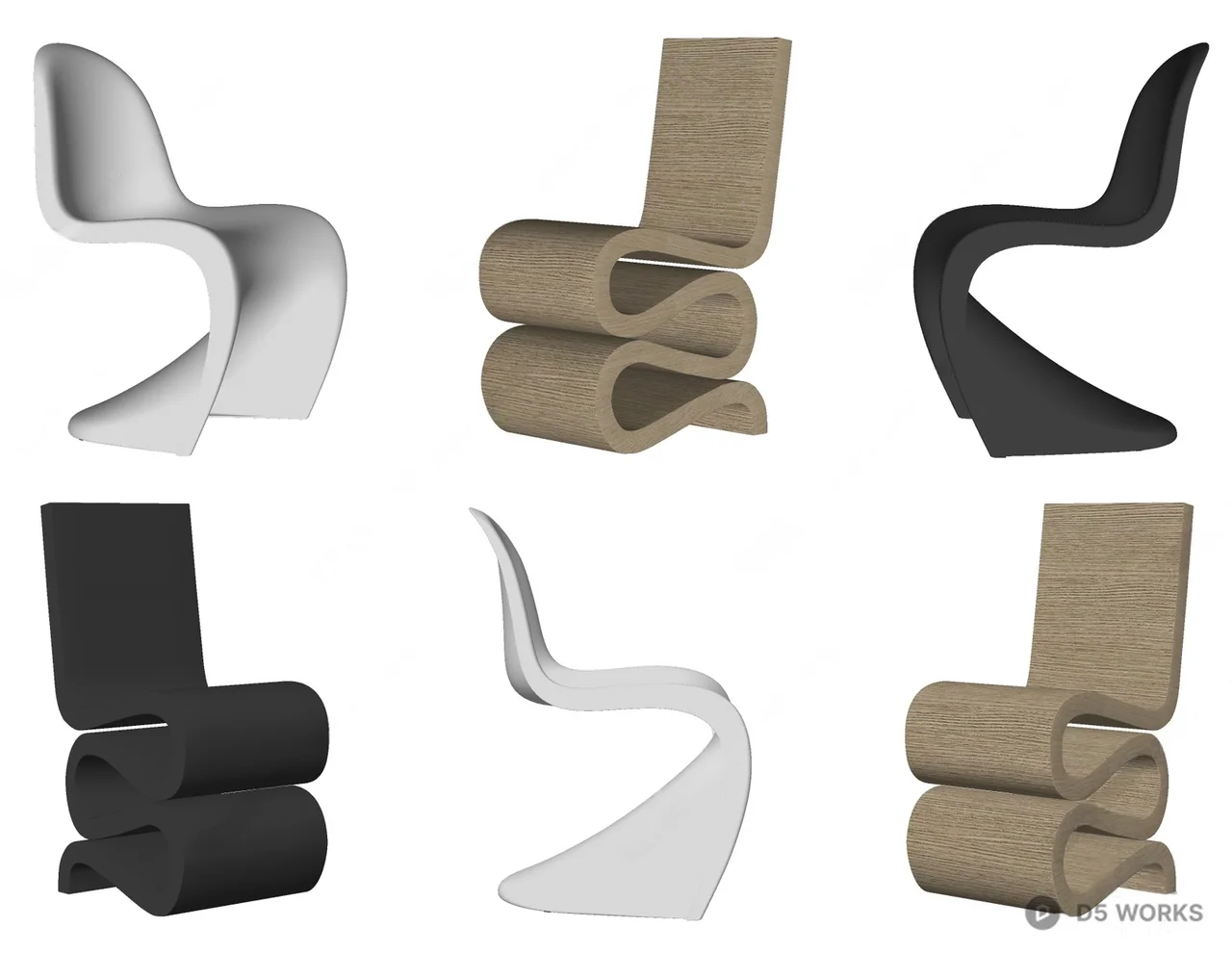 Sculptural Bent Plywood Lounge Chair 3d model thumbnail 2