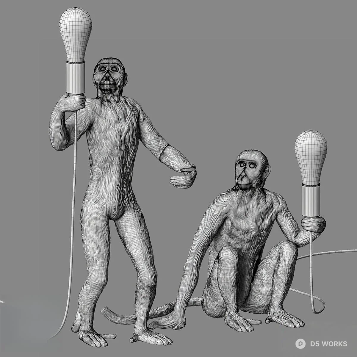 Monkey Sculpture Table Lamp 3d model thumbnail 2