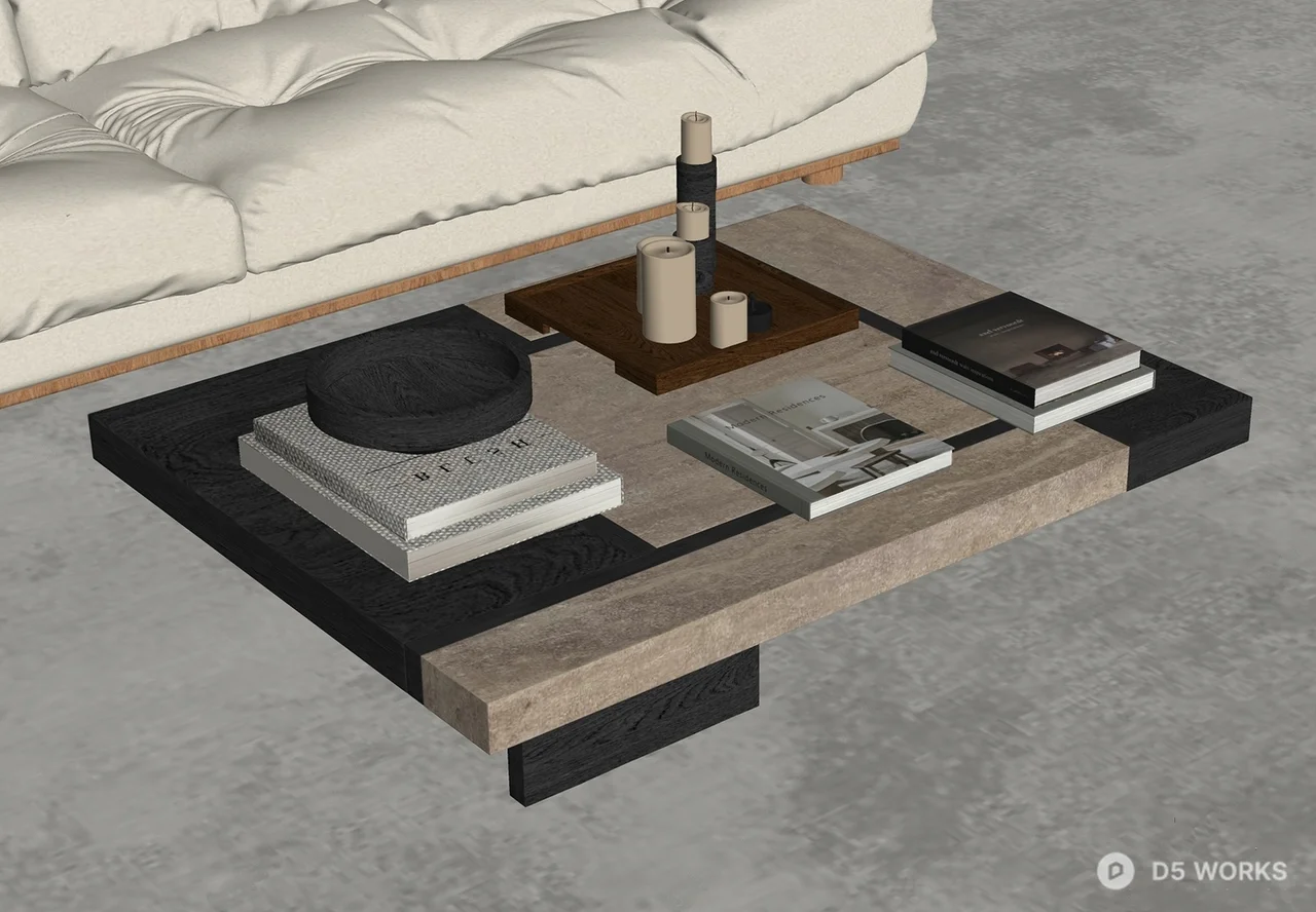 Minimalist Two Tone Coffee Table 3d model thumbnail 2