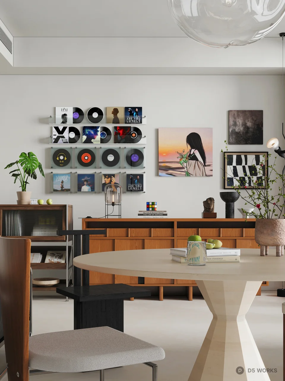 Mid Century Modern Dining Room 3d model thumbnail 2