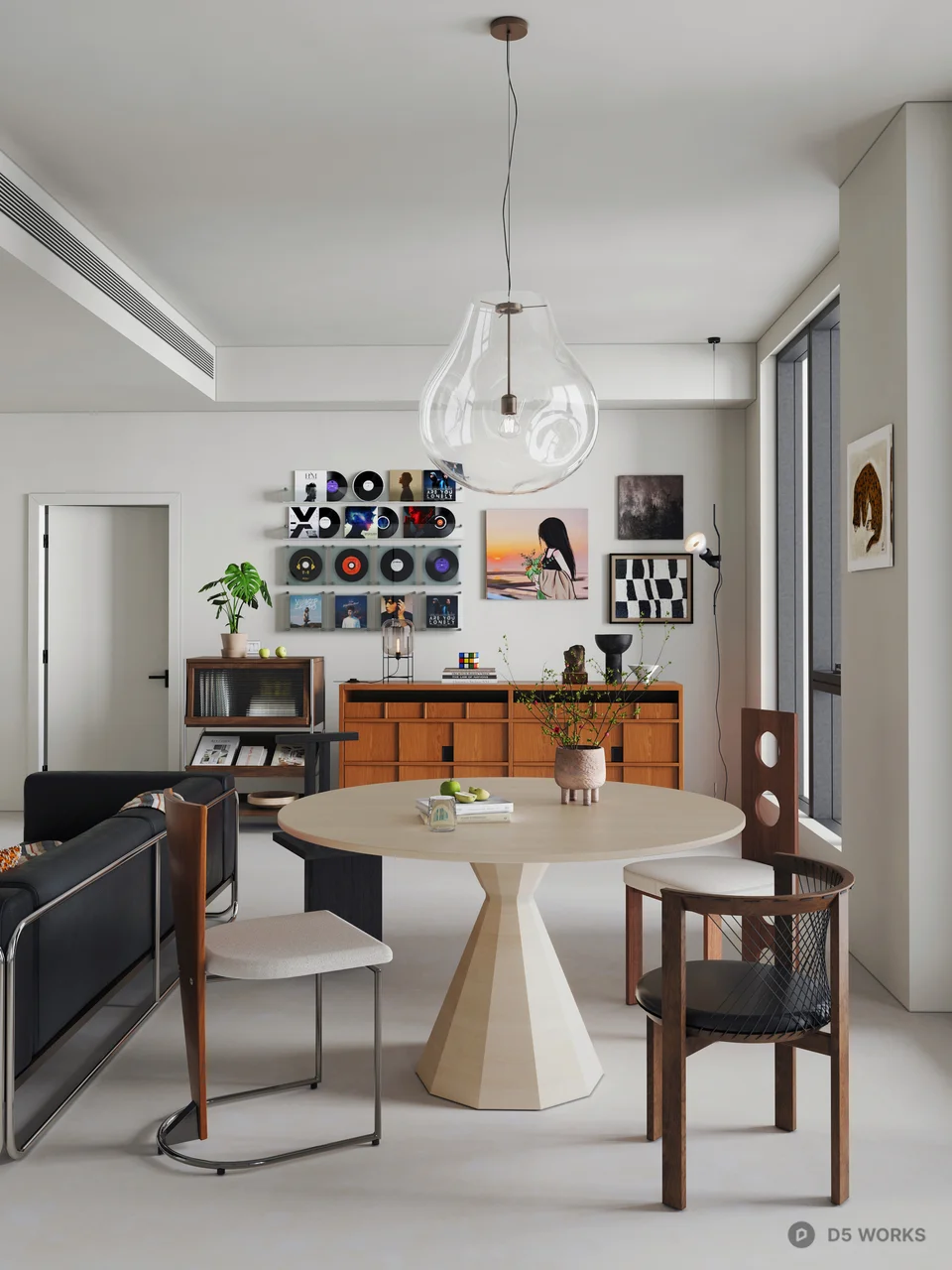 Mid Century Modern Dining Room 3d model - Image 1