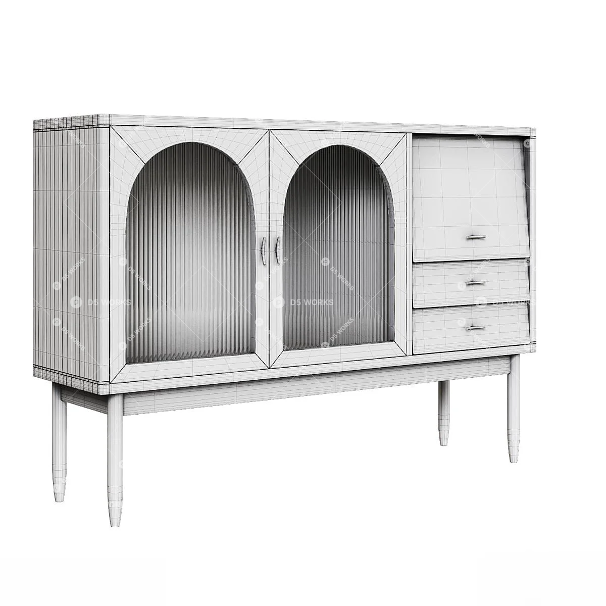 Mid-Century Modern Side Cabinet 3d model thumbnail 4