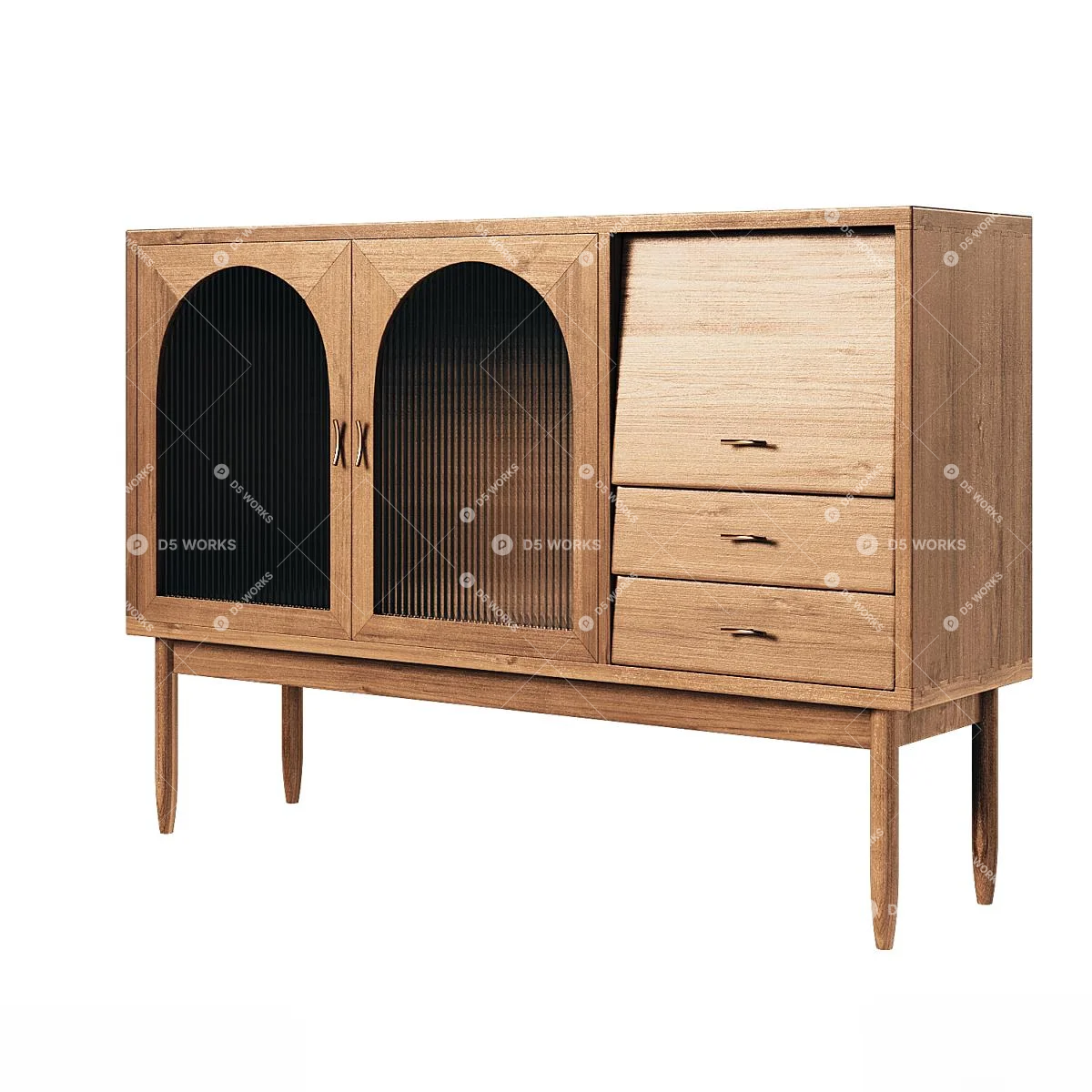 Mid-Century Modern Side Cabinet 3d model thumbnail 3