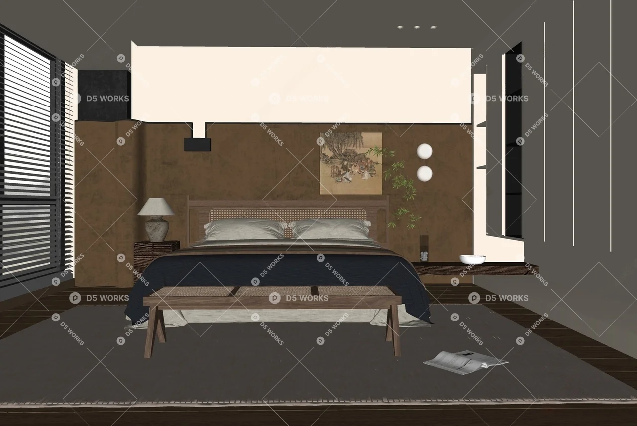 Japanese Home Bedroom 3d model thumbnail 2