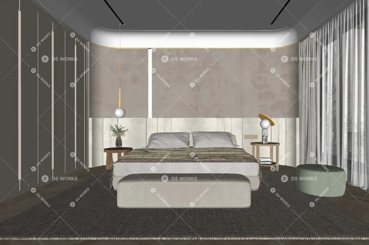 Modern Home Bedroom 3d model thumbnail 2