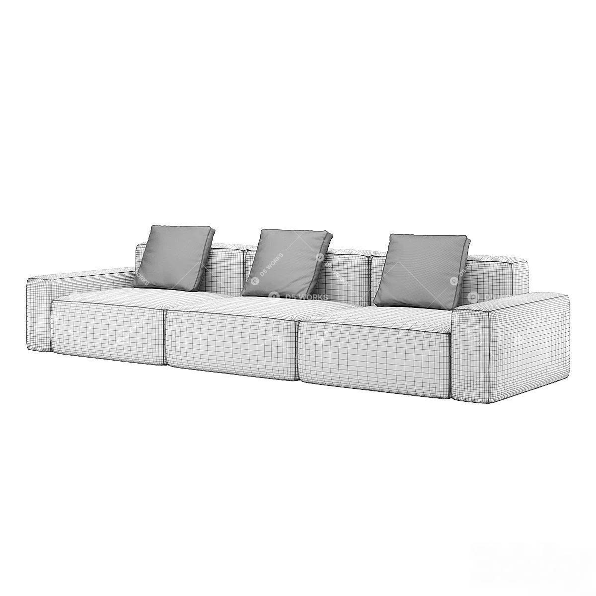 Three-seater Sofa 3d model thumbnail 3