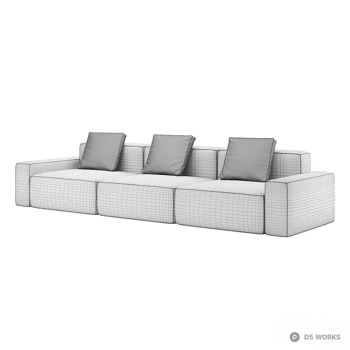 Modular Olive Green Fabric Sectional Sofa 3d model thumbnail 3