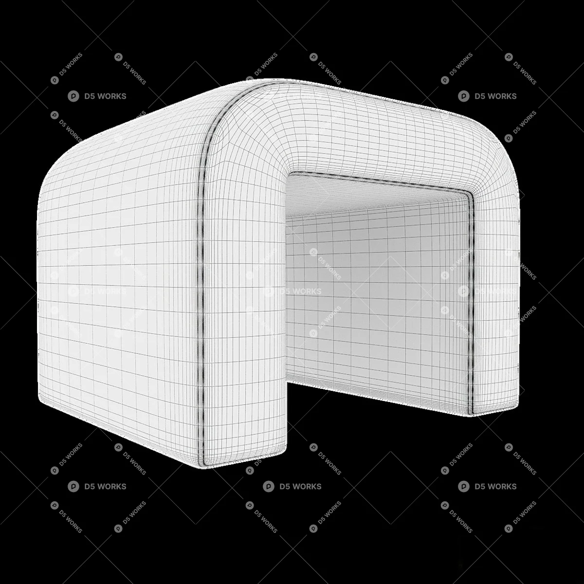 Organic Modern Sofa Stool 3d model thumbnail 4