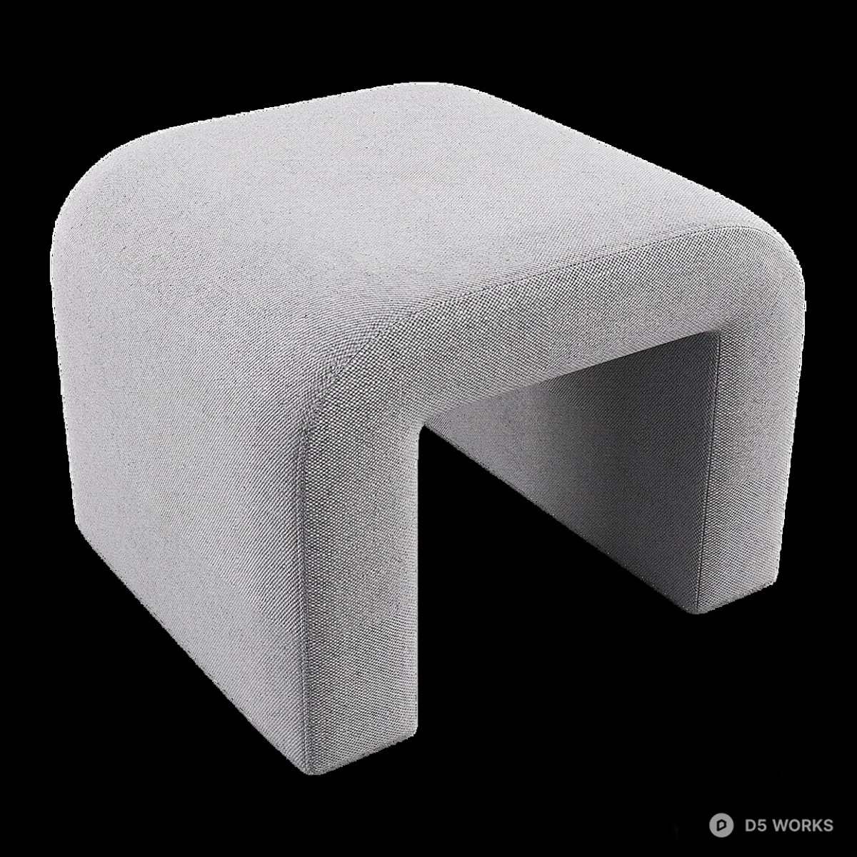 Minimalist Upholstered Stool 3d model thumbnail 3