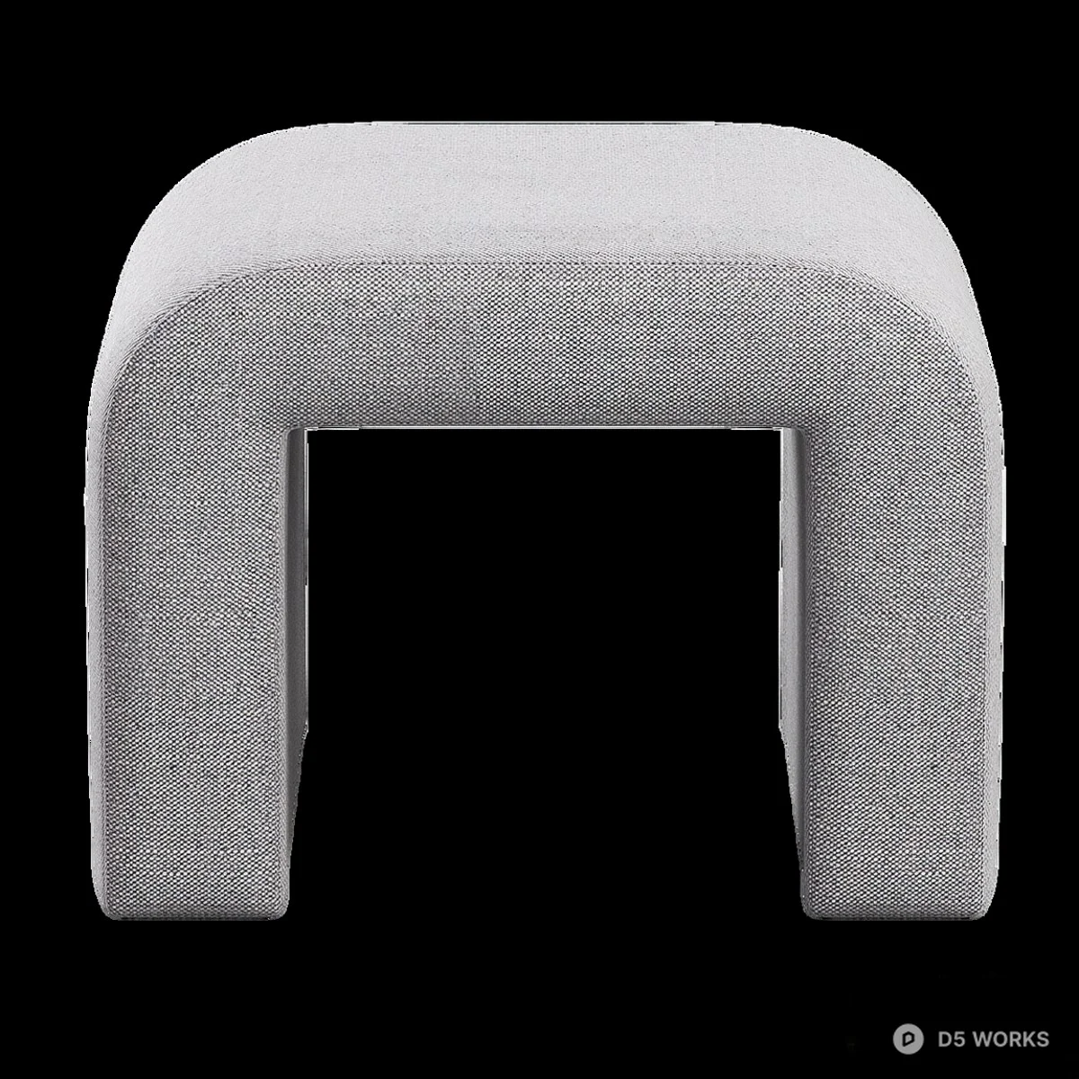 Minimalist Upholstered Stool 3d model thumbnail 2