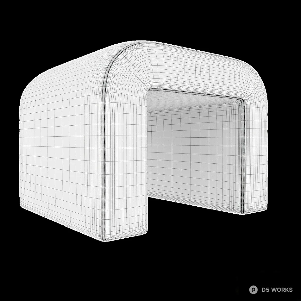 Minimalist Upholstered Stool 3d model thumbnail 4