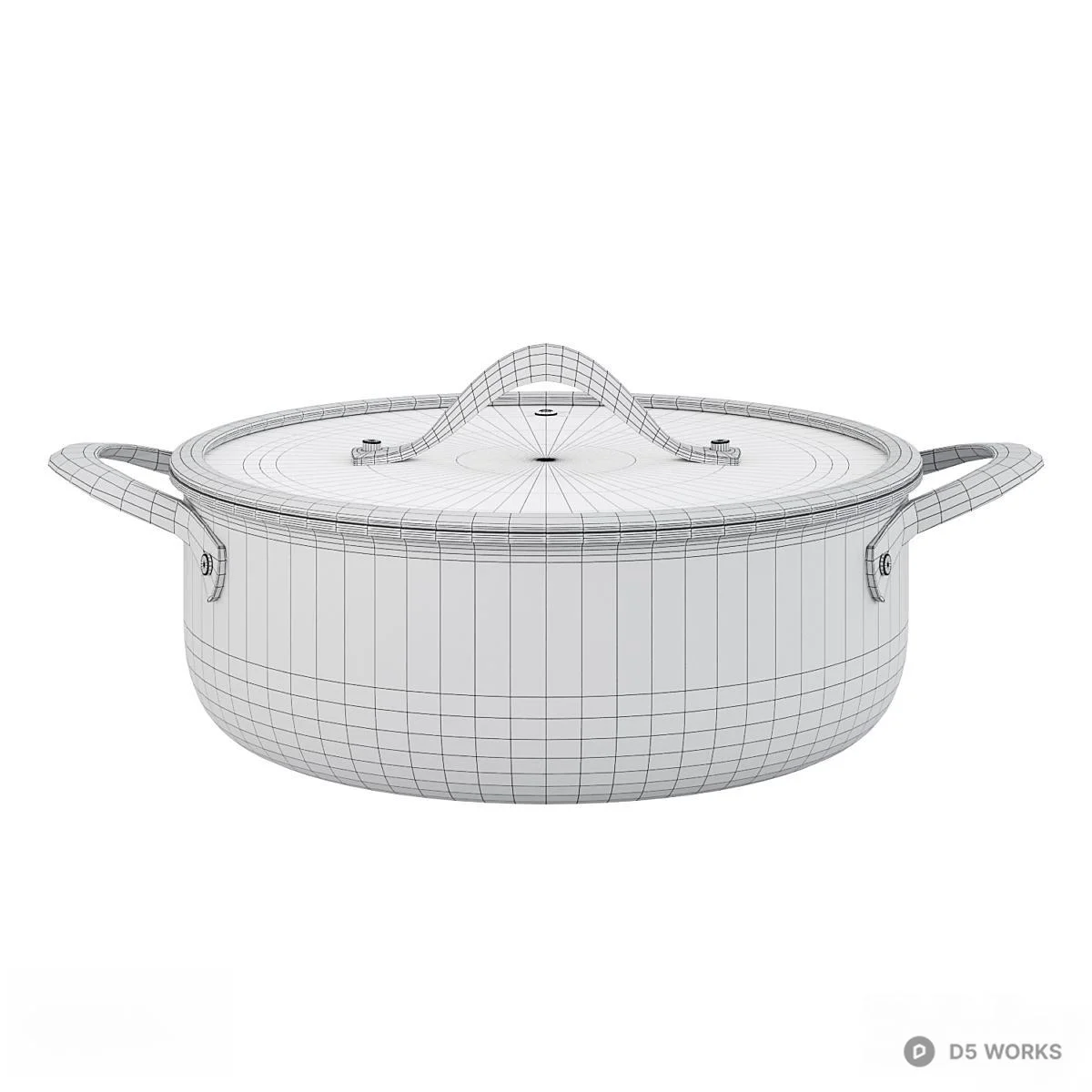 Stainless Steel Cooking Pot With Glass Lid 3d model thumbnail 3