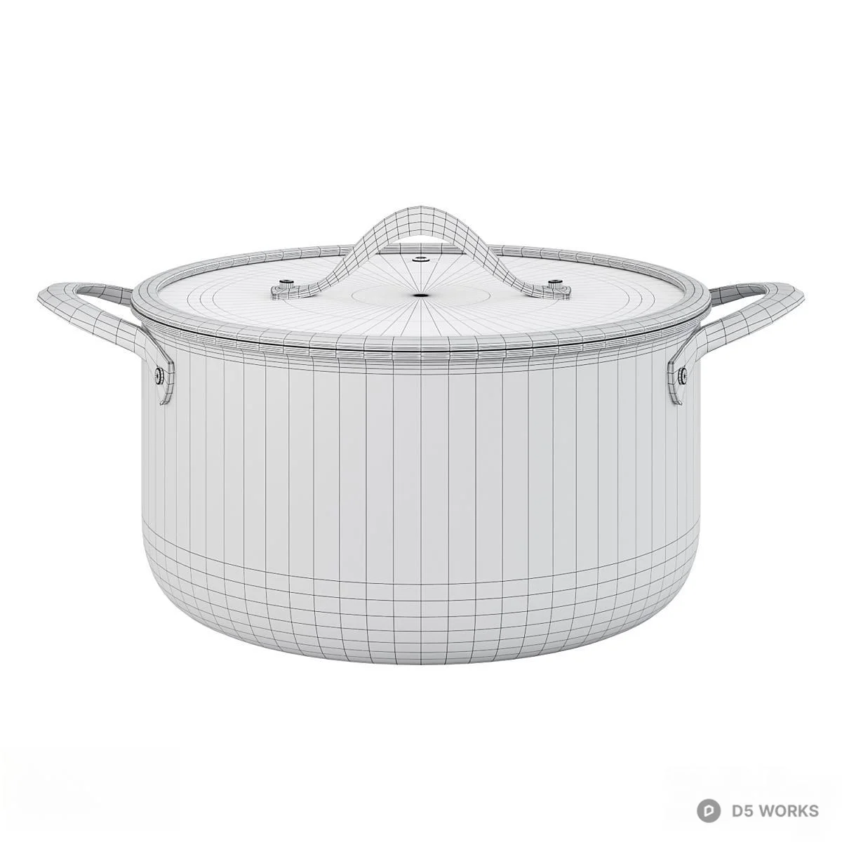 Stainless Steel Cooking Pot With Glass Lid 3d model thumbnail 4