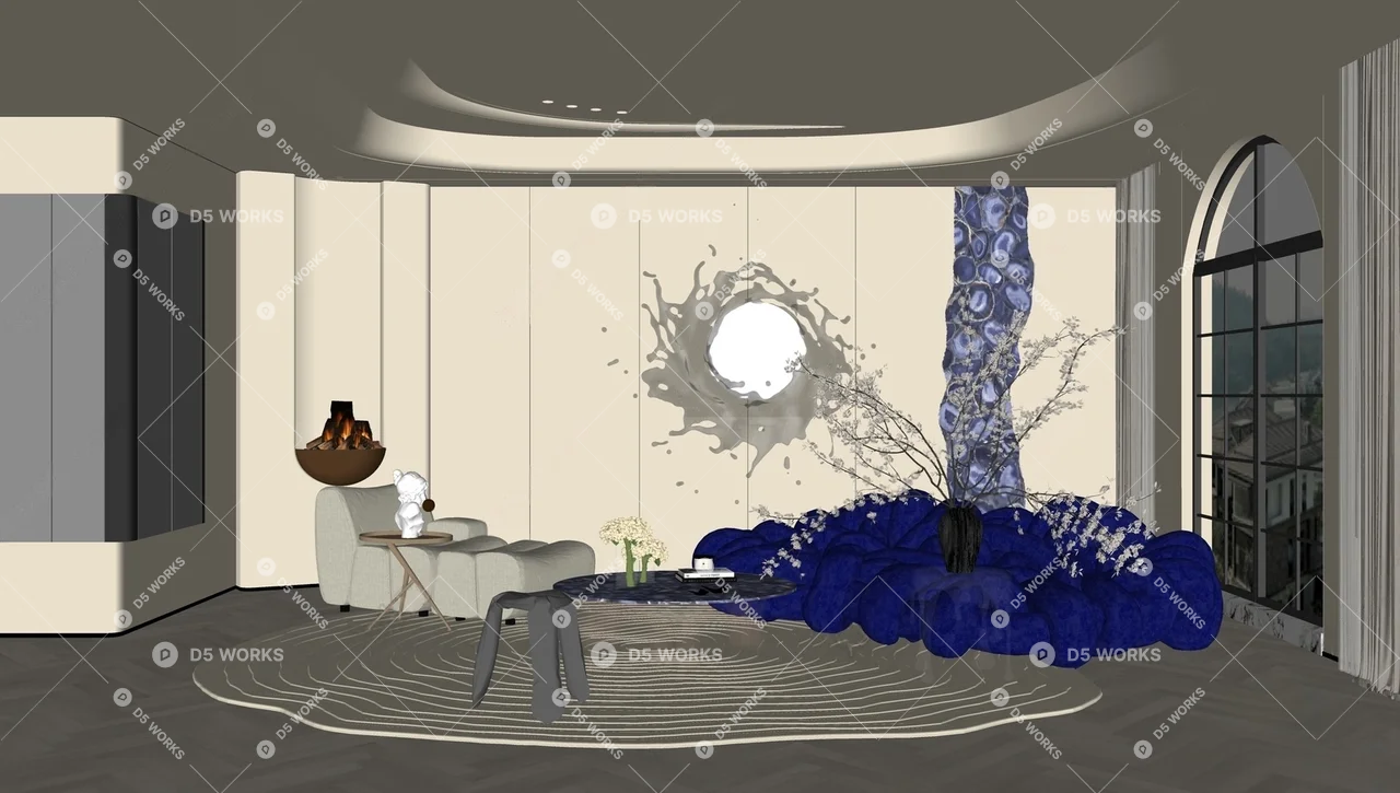 Modern Home Living Room 3d model thumbnail 2