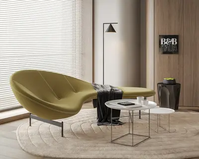 Olive Green Chaise Lounge with Metal Legs 3d model