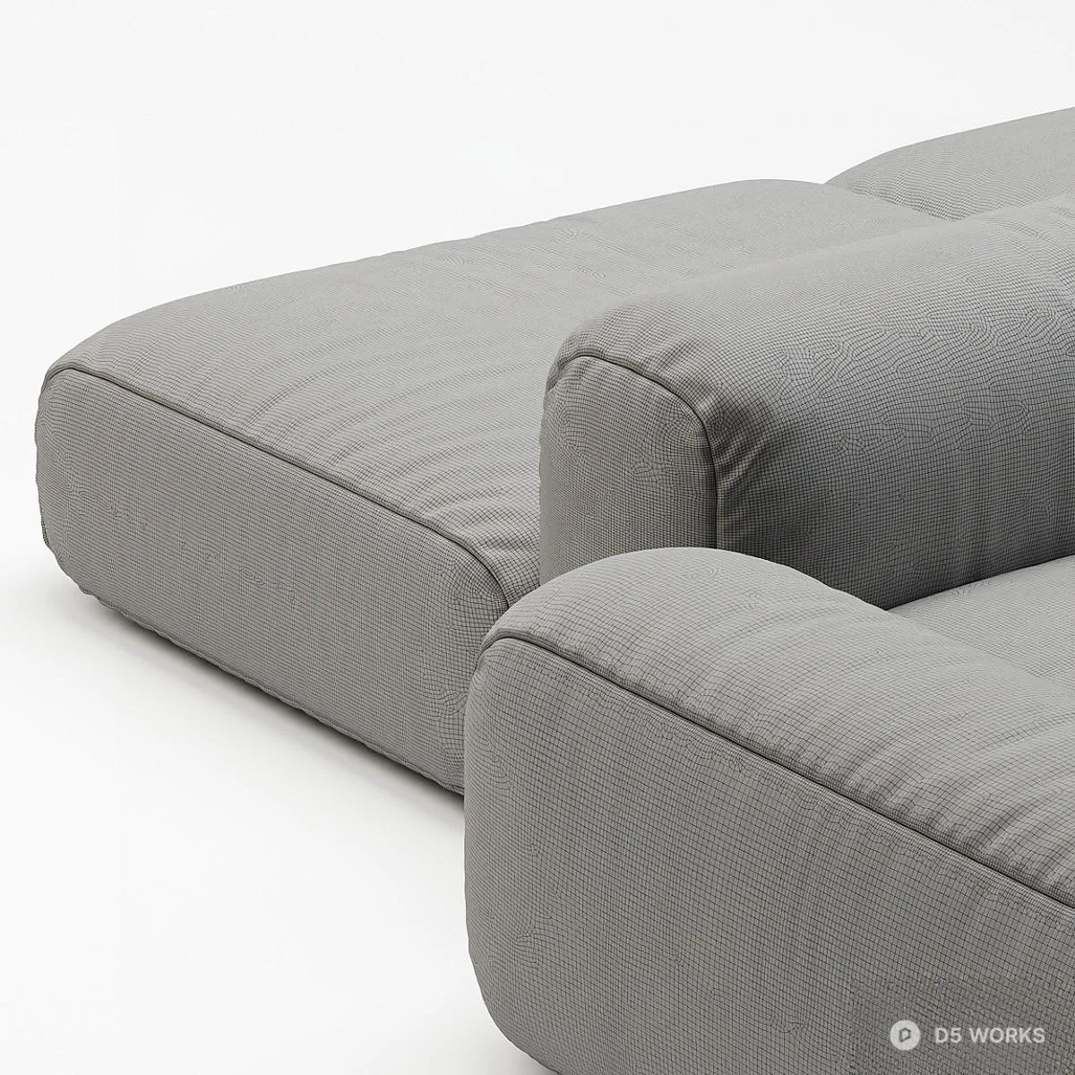 Modular Gray Fabric Sectional Sofa 3d model thumbnail 2