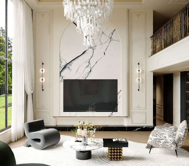Modern Postmodern Villa Living Room