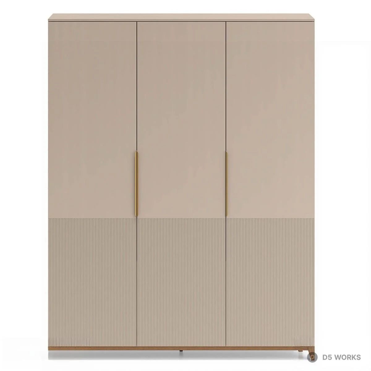 Minimalist Two-Tone Wardrobe With Brass Handles 3d model thumbnail 2