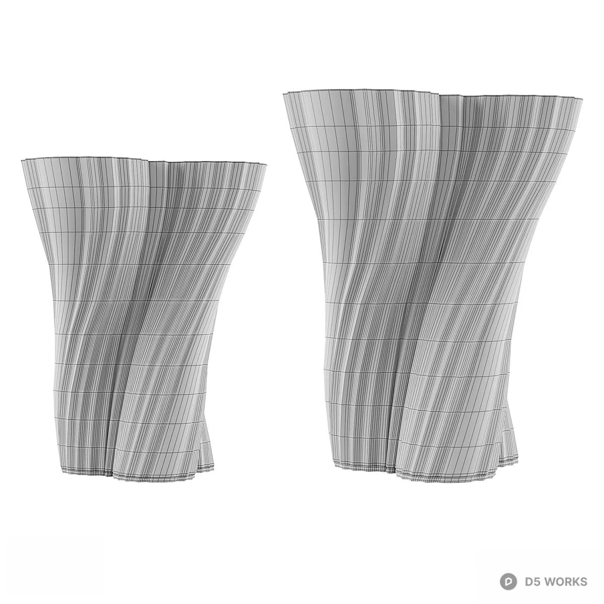 Sculptural White Ceramic Vase Set 3d model thumbnail 2