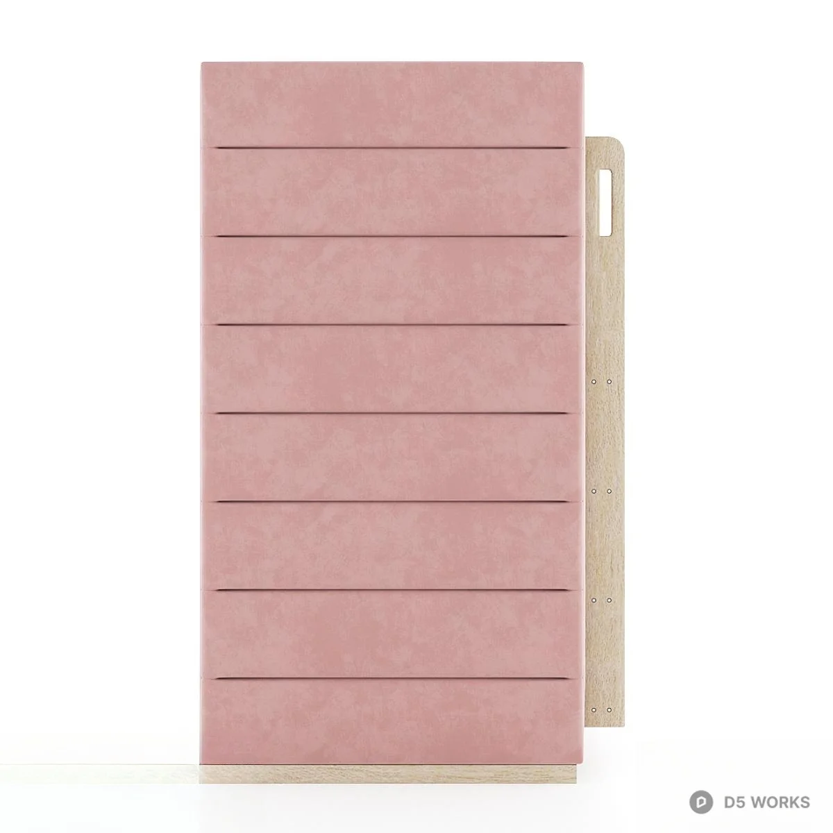 Pink Upholstered Bunk Bed With Wooden Frame 3d model thumbnail 3