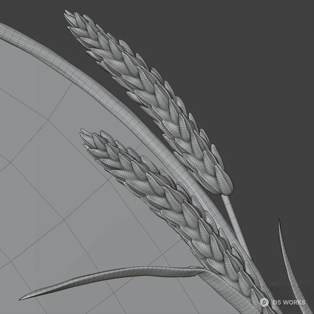 Wheat Motif Oval Decorative Mirror 3d model thumbnail 4