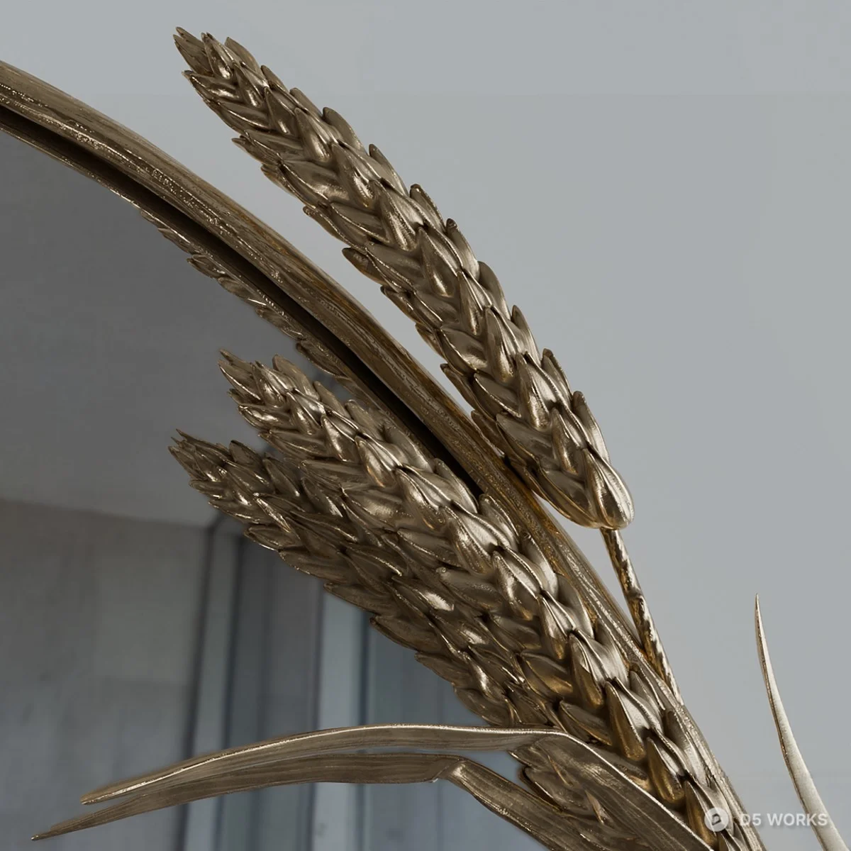 Wheat Motif Oval Decorative Mirror 3d model thumbnail 2