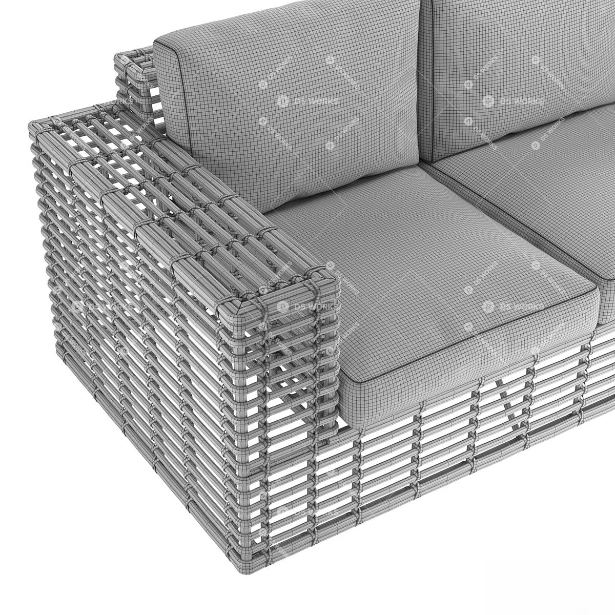 Southeast Asian Outdoor Sofa 3d model thumbnail 4