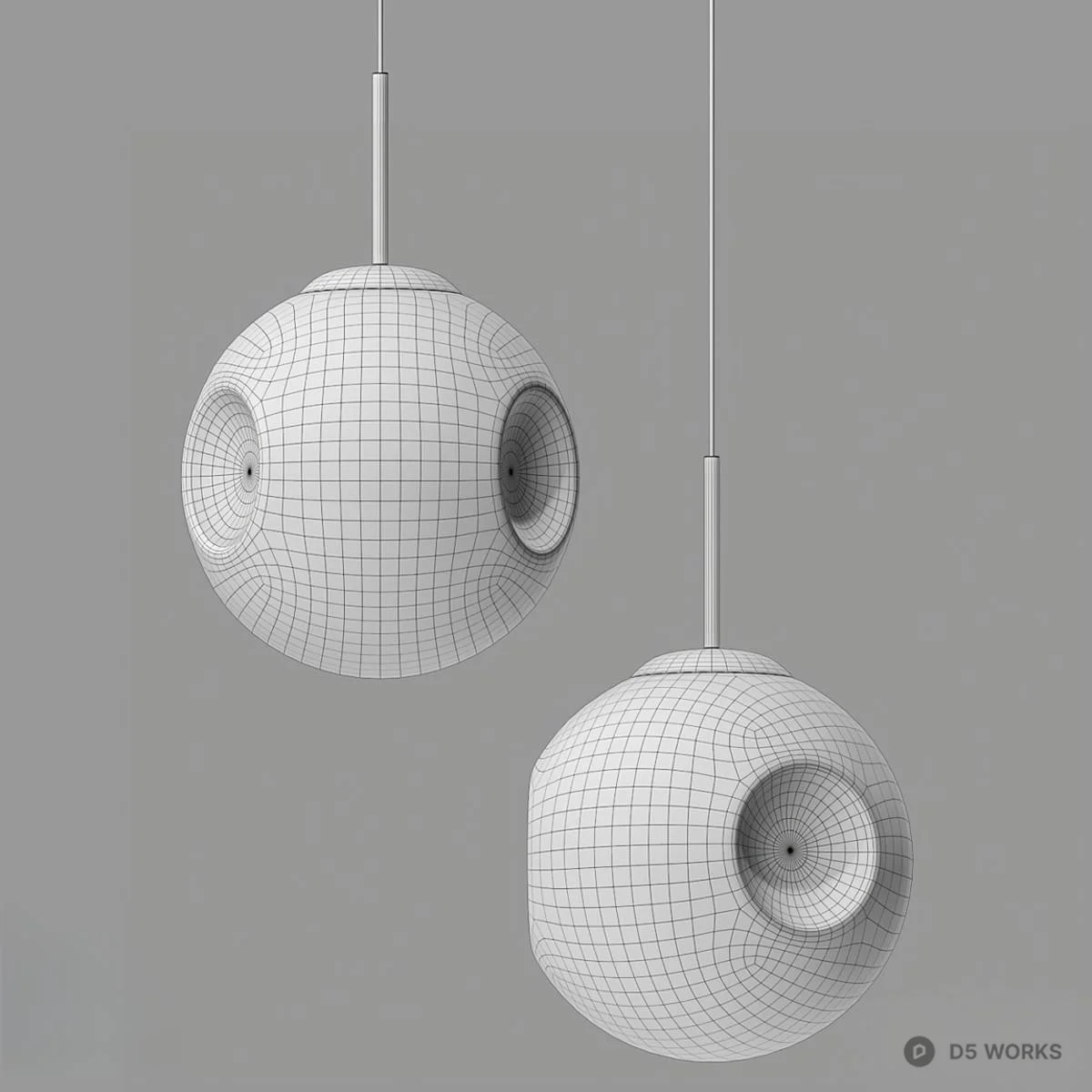 Smoked Glass Sphere Pendant Light With Brass Fitting 3d model thumbnail 2