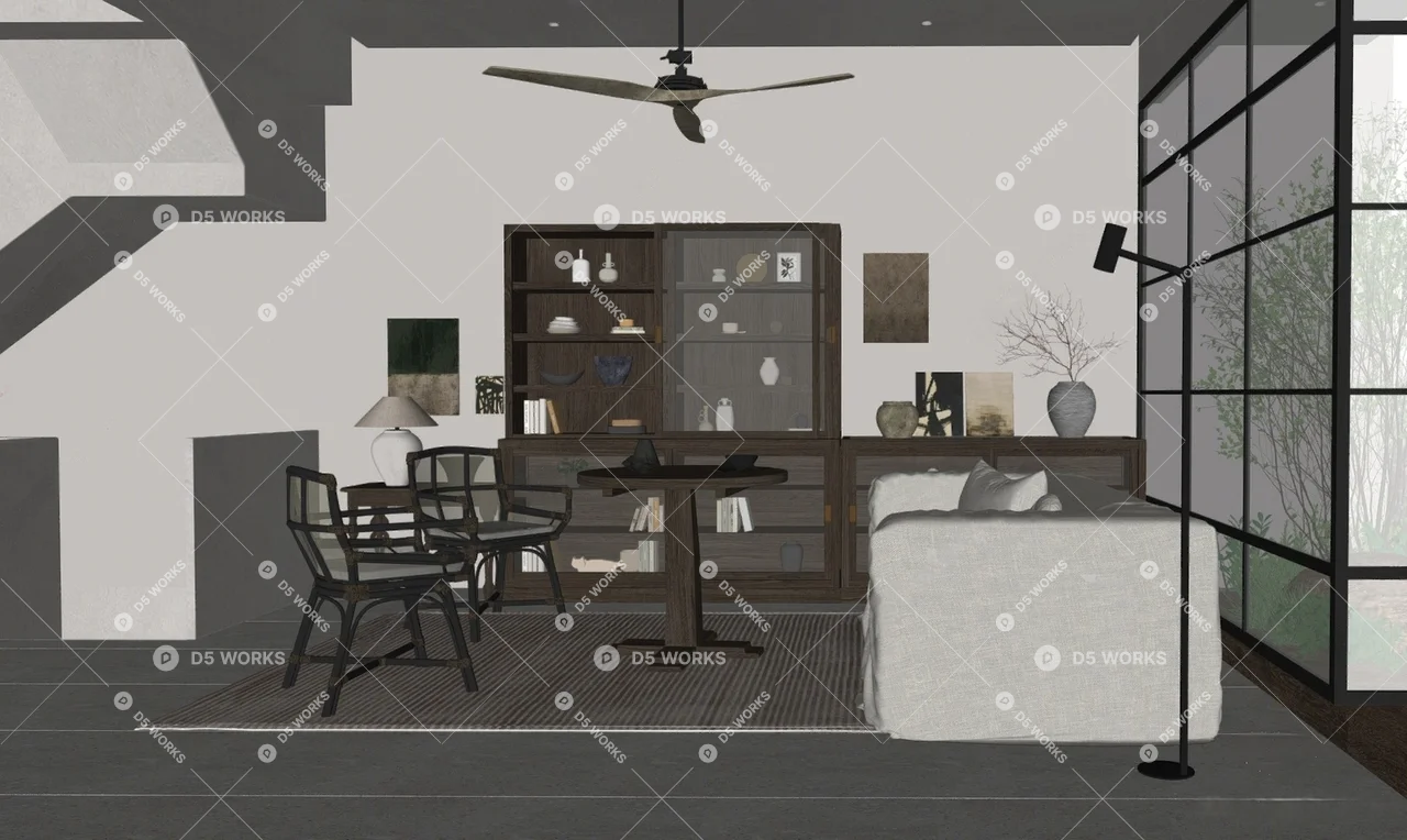 Japanese Home Living Room 3d model thumbnail 2