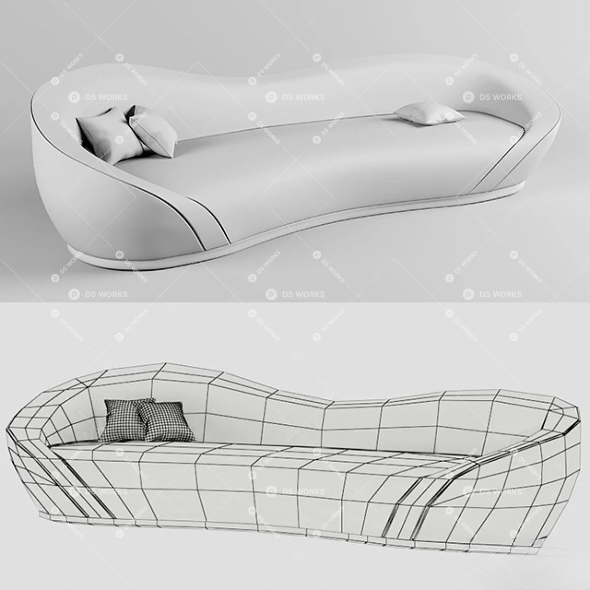 Contemporary Three-seater Sofa 3d model thumbnail 2